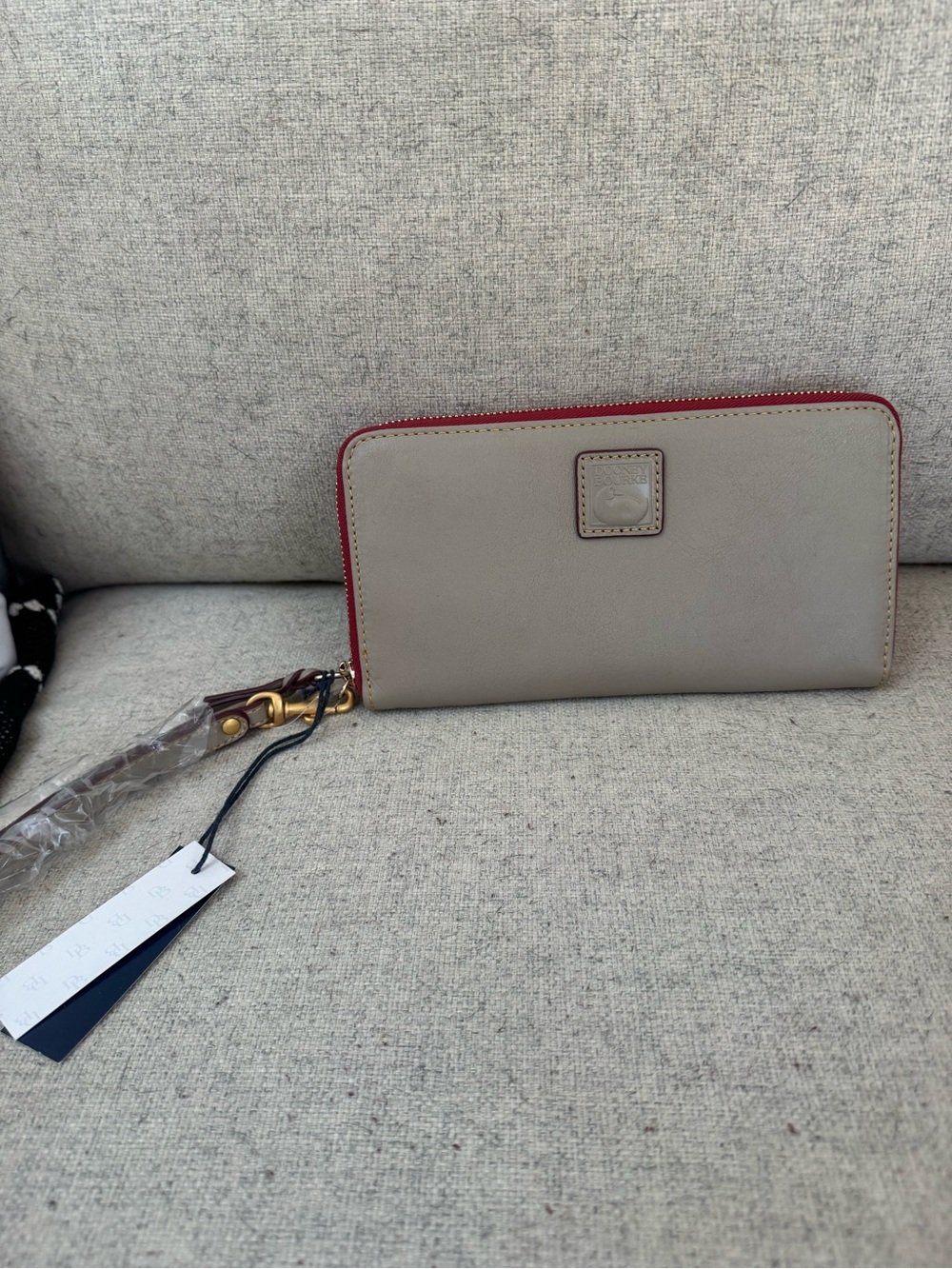 Dooney & Bourke Florentine Large Zip Around Wristlet Light Taupe NWT